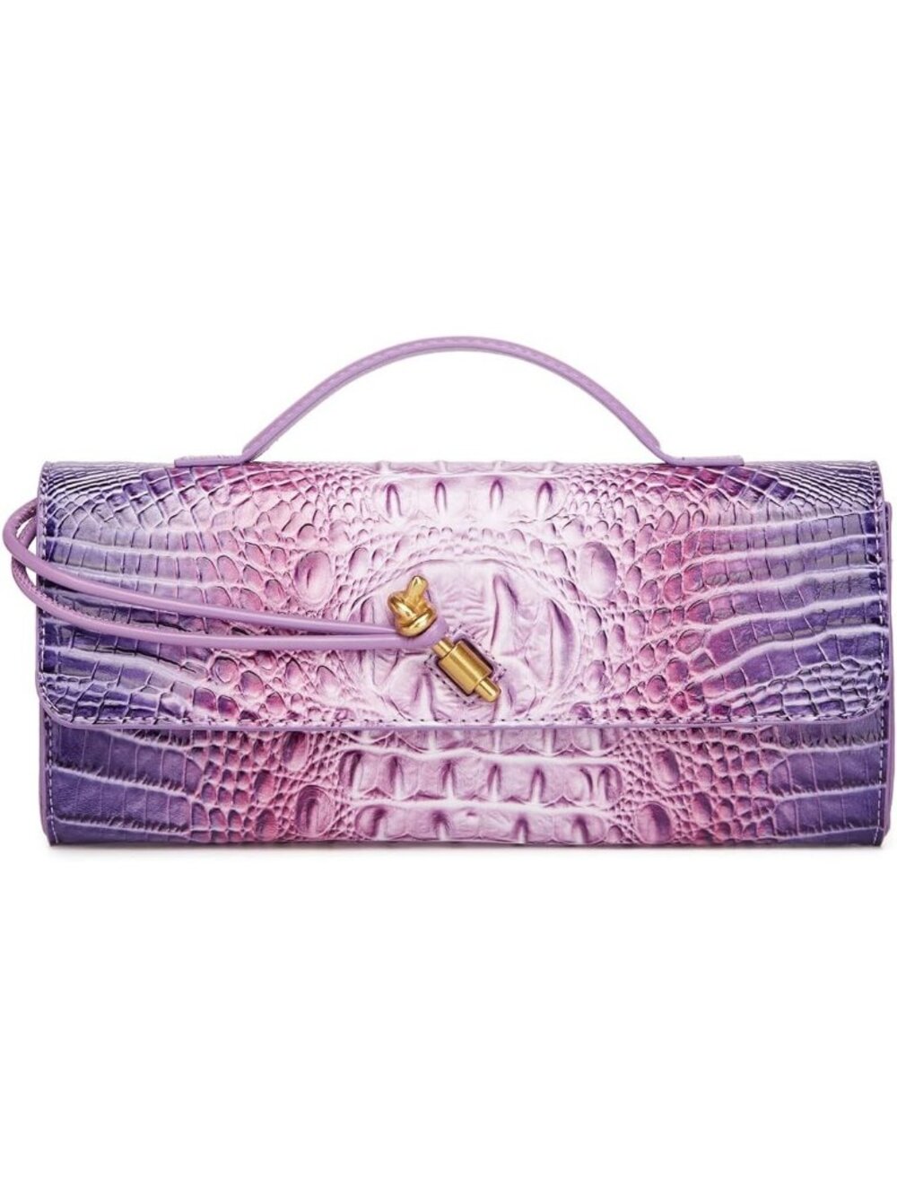 Women's Purple Vegan Leather Clutch Purse Crocodile Evening Crossbody Bags